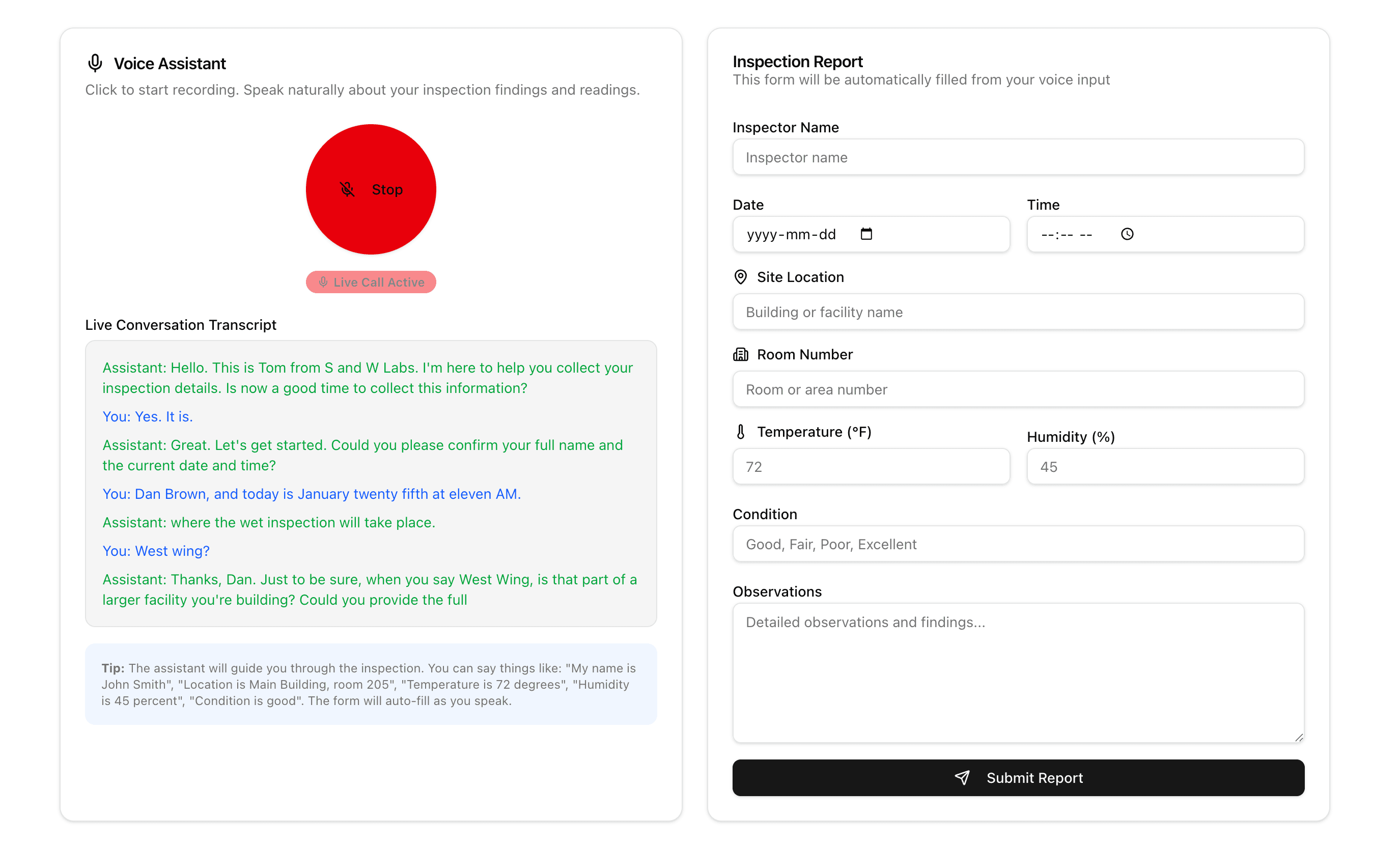 Transcribe Agent Dashboard